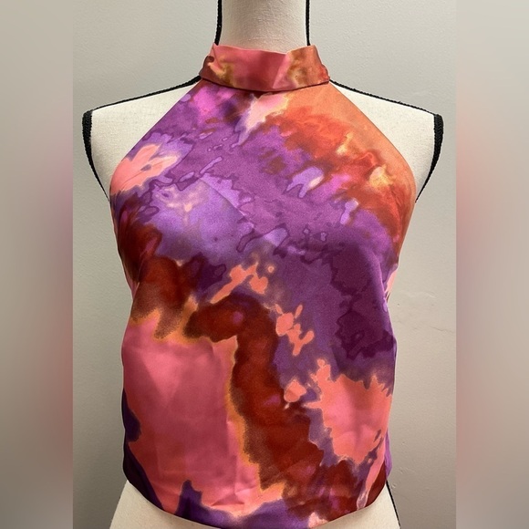 NWT Sigrid Olsen Smocked Crop Tie Halter Top - Picture 6 of 11